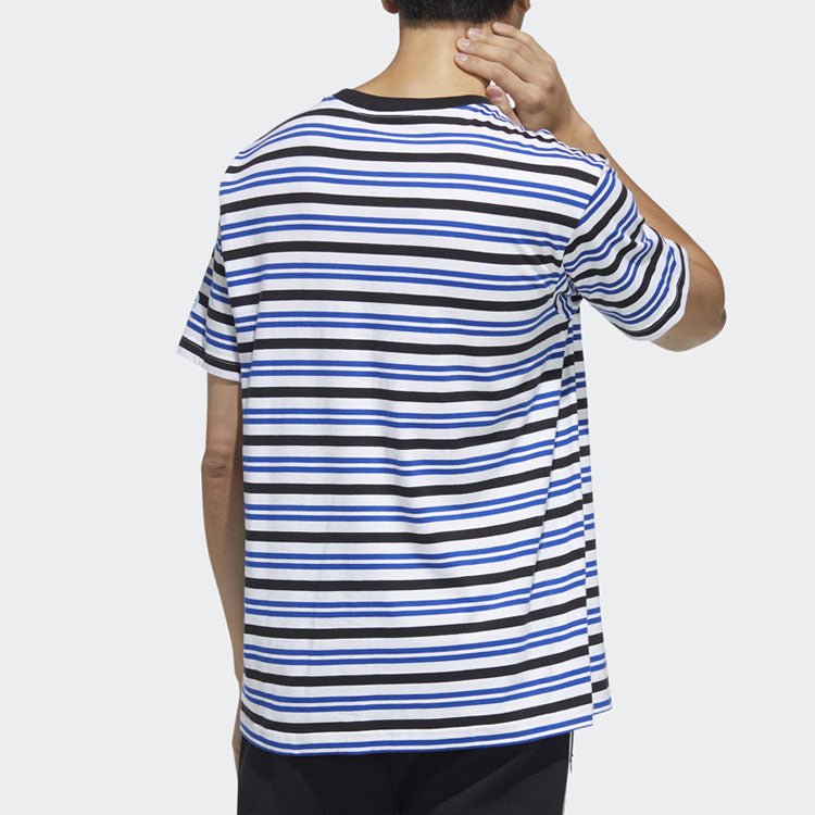 adidas neo M Sw Strp Rng T Contrasting Colors Stripe Sports Short Sleeve Couple Style Blue HC9682
