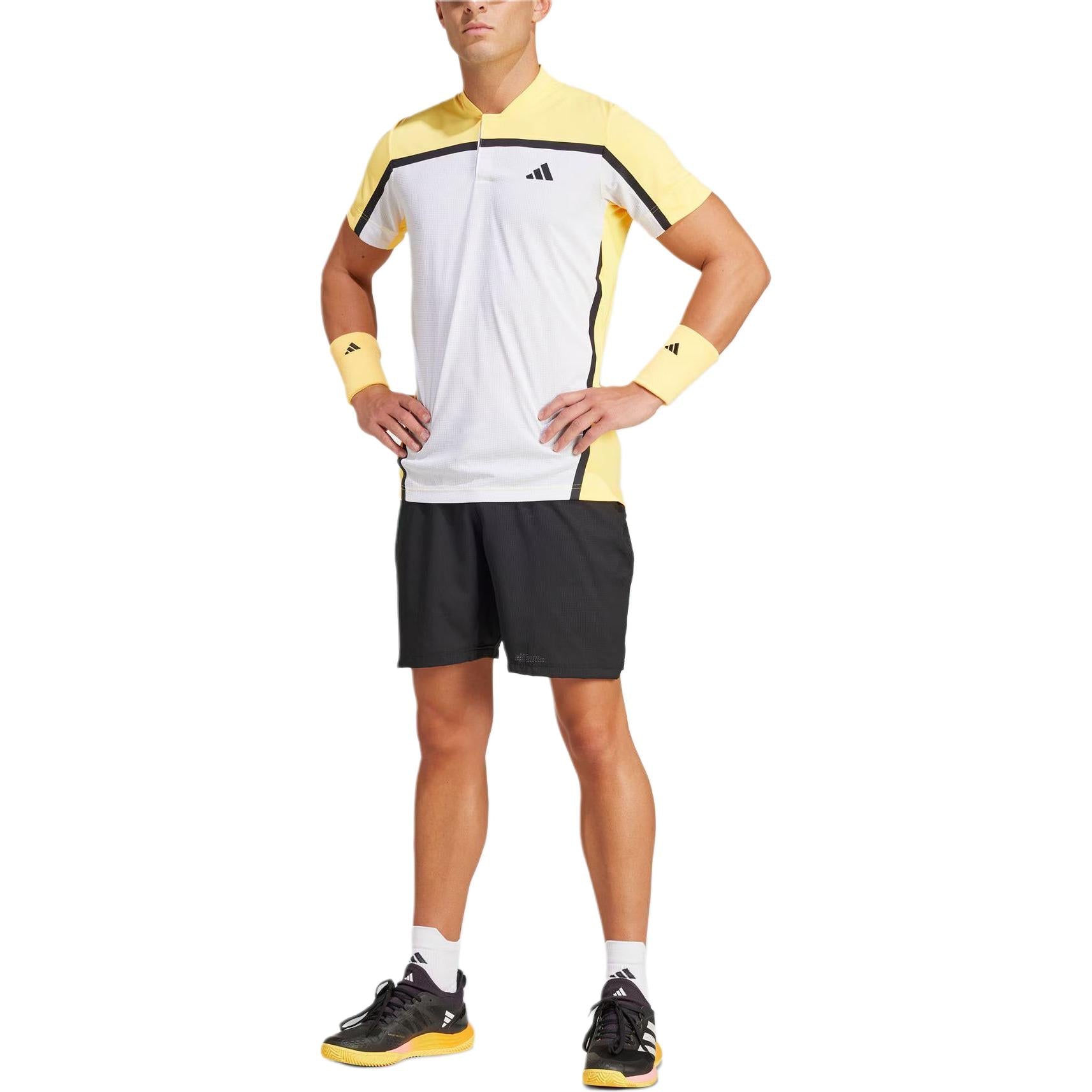 adidas Tennis HEAT.RDY Pro FreeLift Henley Polo Shirt Asia Sizing 'White Yellow' IS8969
