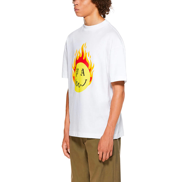 Palm Angels Burning Head Short-Sleeve T-Shirt 'White/Yellow' PMAA001R21JER0040118