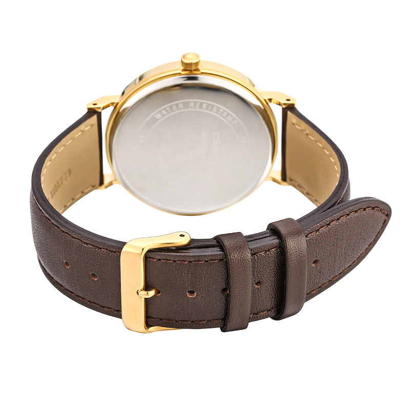 CASIO Waterproof Quartz White DialBrown Strap Mens WhiteBrown Analog MTH-1060GL-7APF