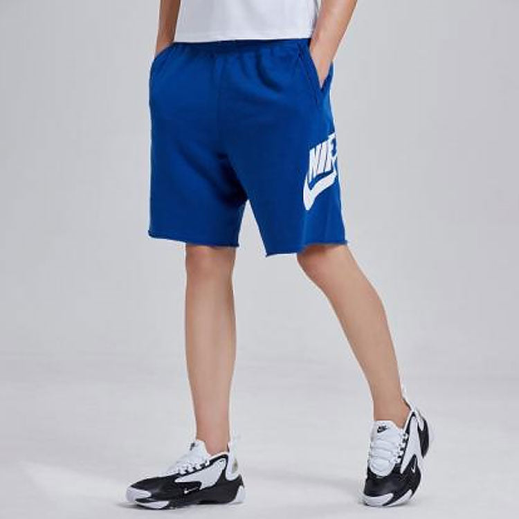 Men's Nike Swoosh Logo Loose Breathable Running Sports Shorts Blue AR2376-439