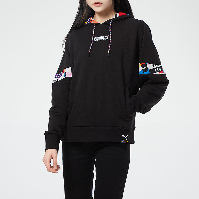 (WMNS) PUMA International Hoodie 'Black White' 531351-01