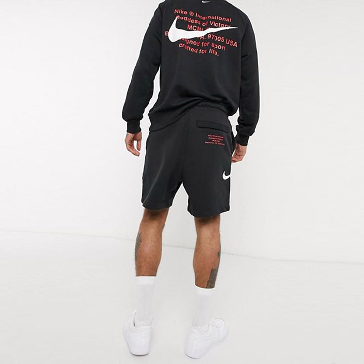 Nike Swoosh French Terry Short Alphabet Printing Casual Sports Shorts Black DB4958-010