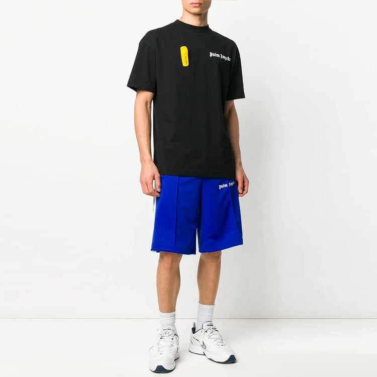 Men's PALM ANGELS Printing Logo Short Sleeve Black PMAA001R204130011001