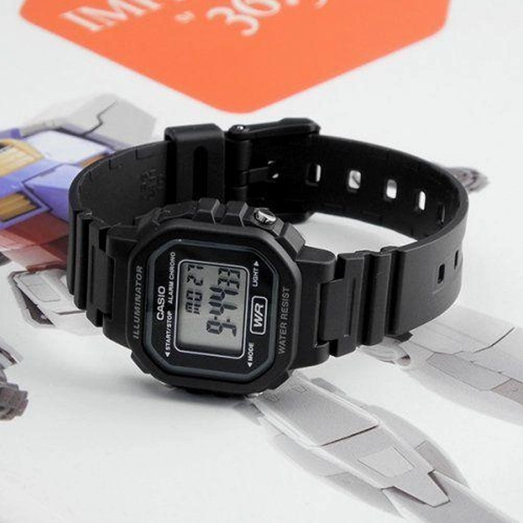 CASIO Waterproof Quartz Black Strap Black Digital LA-20WH-1A