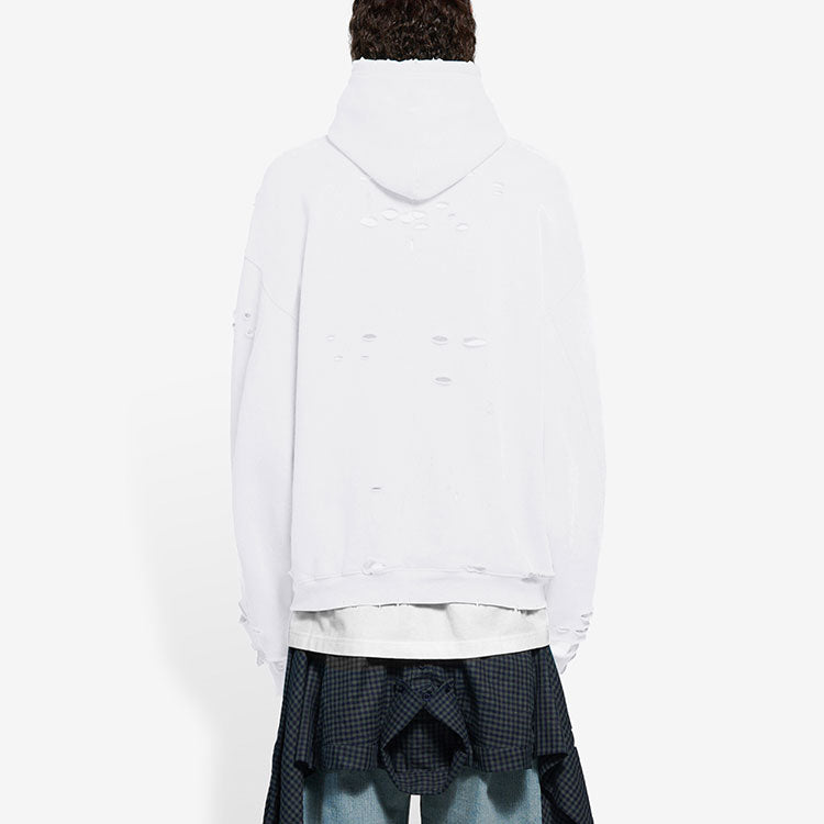 Balenciaga Caps Destroyed Hoodie 'White' 659403TKVB69040