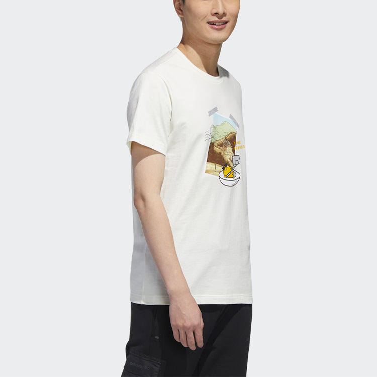 adidas neo x M GDTM Tee Yellow Crossover Printing Round Neck Sports Short Sleeve White GL7241