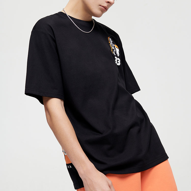 Men's FILA FUSION Funny Printing Loose Sports Round Neck Short Sleeve Black T11M125111F-BK