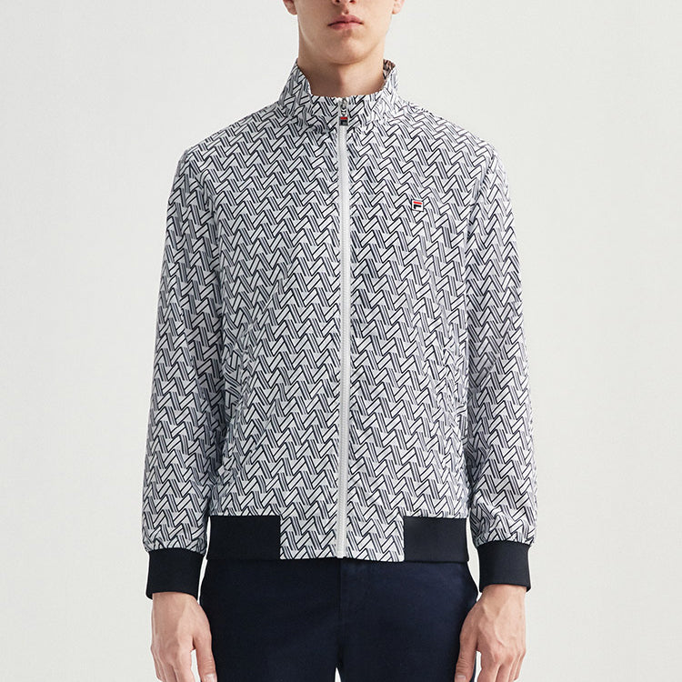 FILA Full Print Geometry Printing Sports Jacket White F11M031704F-WT