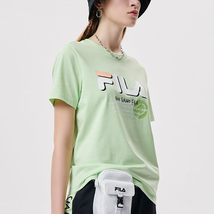 FILA FUSION Logo Printing Sports Knit Short Sleeve Green T11W131109F-LG