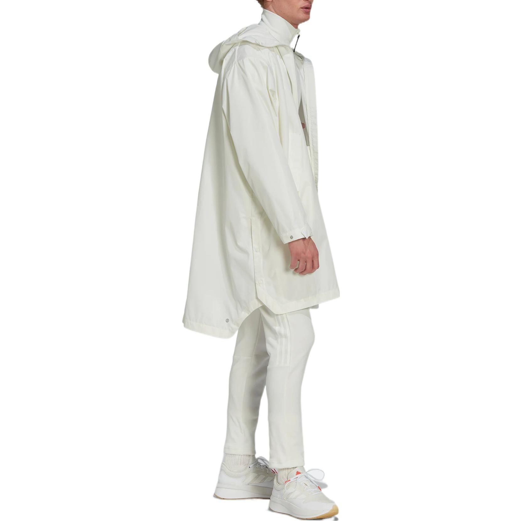 Men's adidas Logo Solid Color Hooded Jacket Windbreaker White HN1943