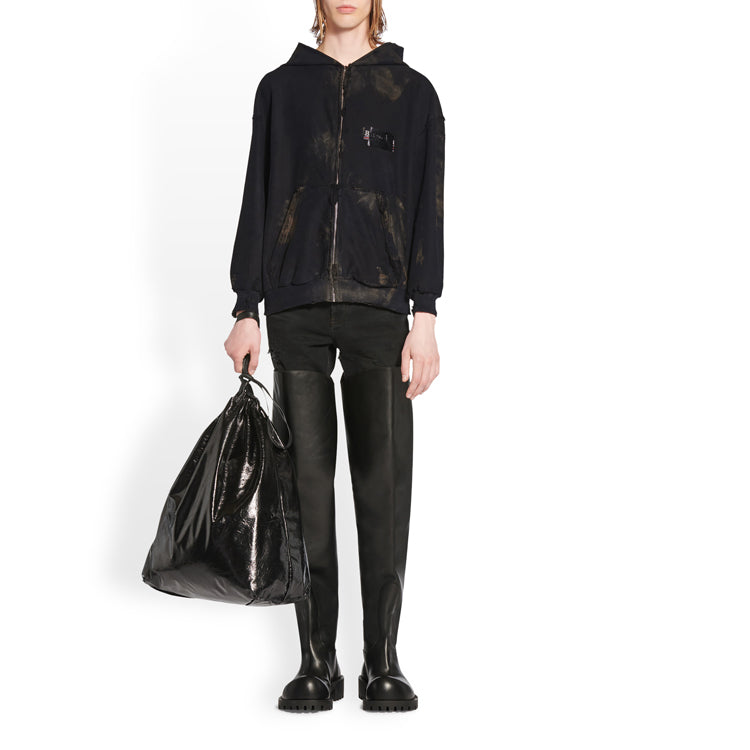 Balenciaga Gaffer Heavy Washed Zip-Up Hoodie Small Fit 'Grey' 720424TNVK51227