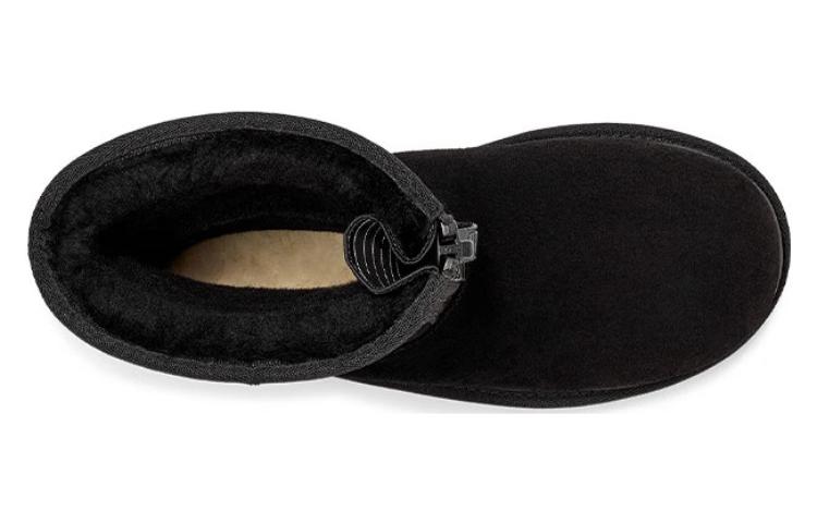 (WMNS) UGG Classic Short Zipper Tape Logo Boot 'Black' 1144035-BLK