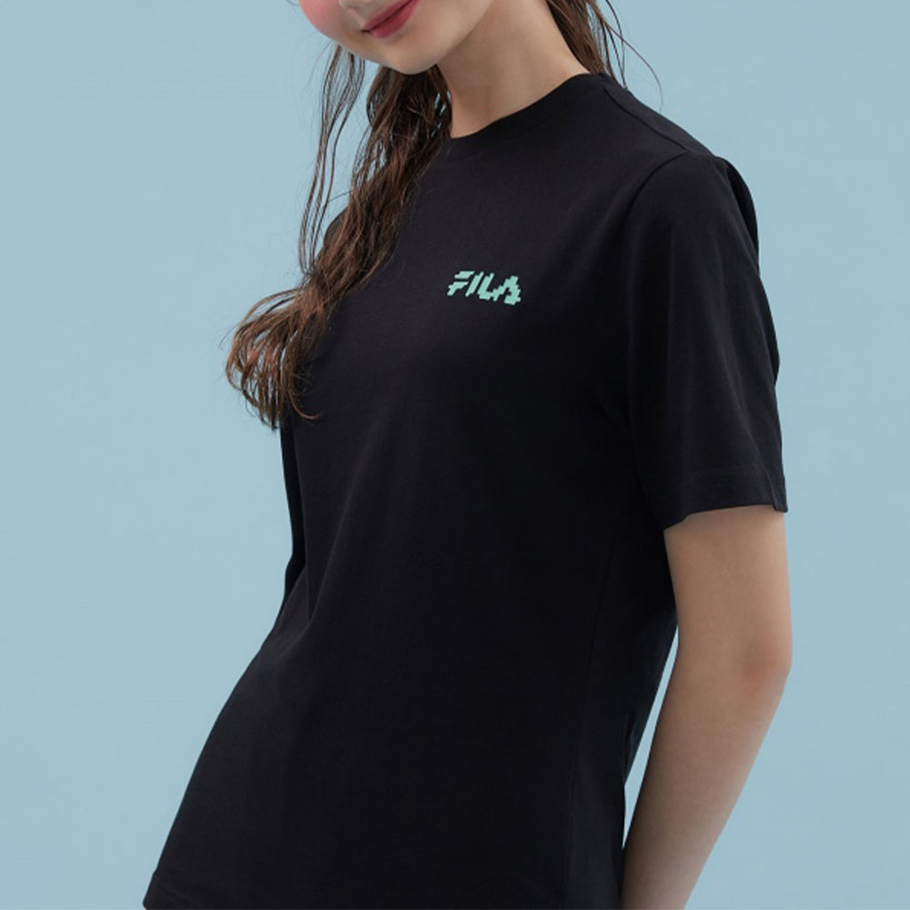 FILA Alphabet Logo Round Neck Short Sleeve Couple Style Black FS2RSD2885X-BLK