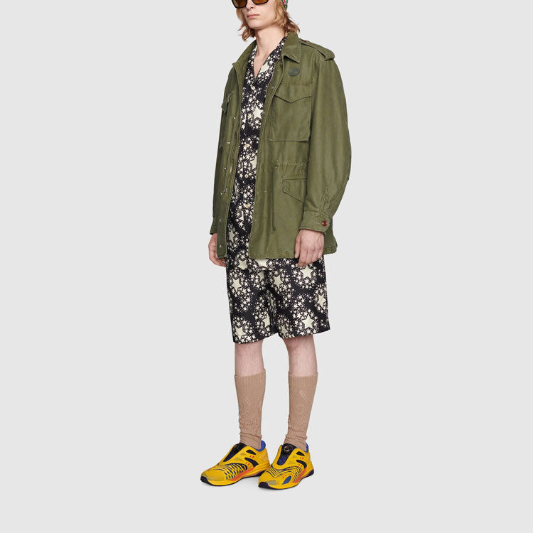 Gucci x Disney Donald Duck Embroidered Environmentally Friendly Washed Cotton Jacket For Men Green 640355-XDBHZ-3281