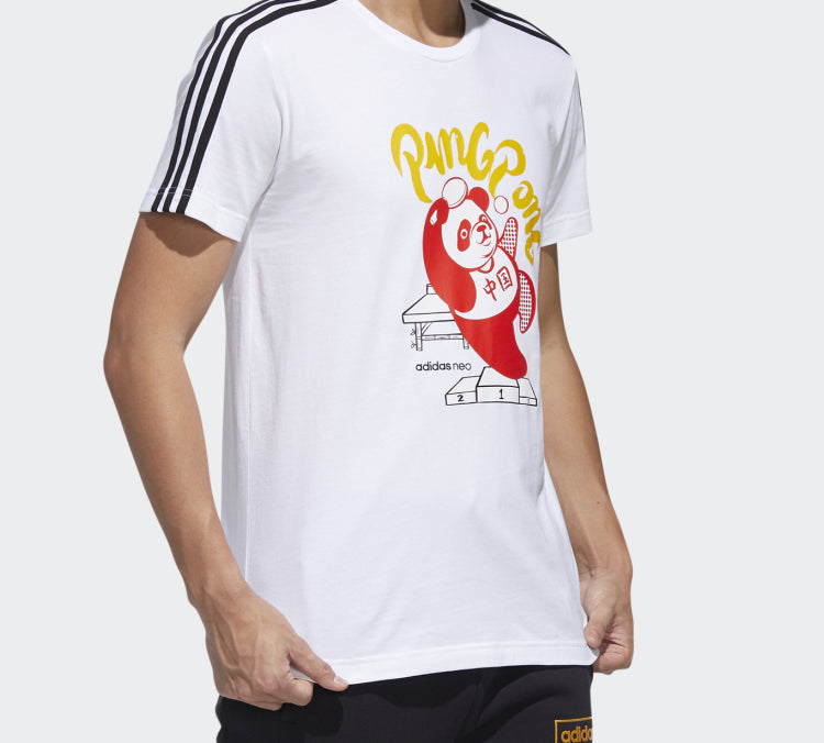 adidas Neo Panda 3-Stripes Graphic T-Shirts 'White Red' GK1551