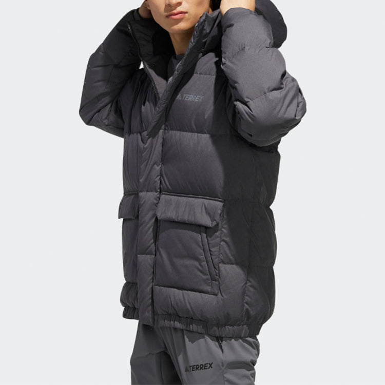 adidas Xplr Sh Dwn Jkt Outdoor Woven Detachable hooded down Jacket Black FJ9230