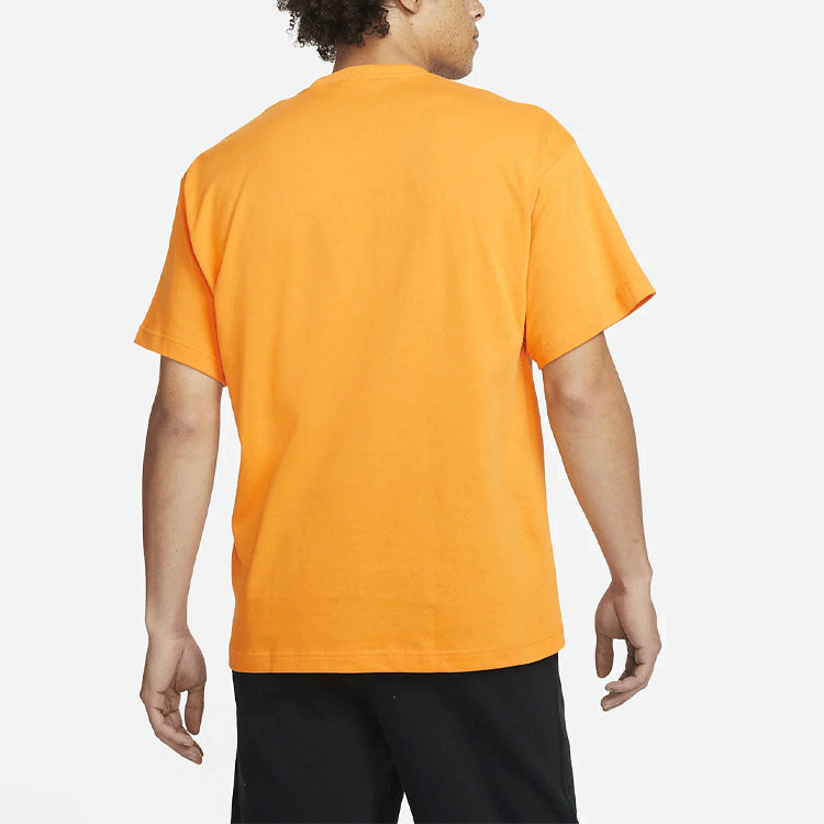 Men's Nike Solo Swoosh Small Label Logo Solid Color Sports Round Neck Short Sleeve Gold Orange T-Shirt CV0559-886