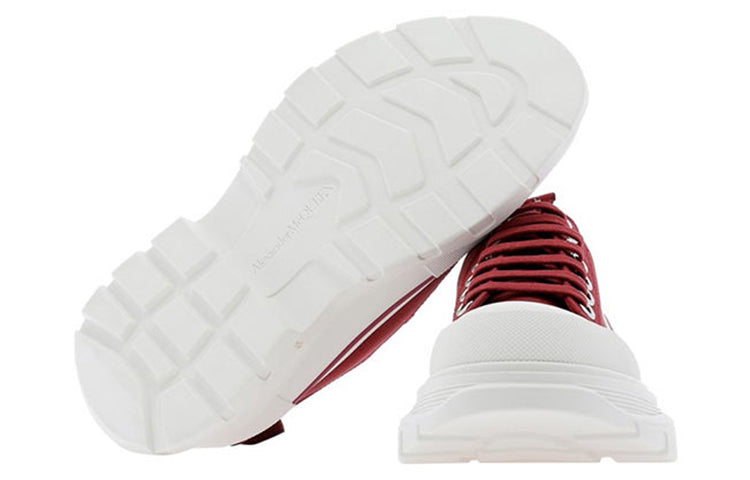 (WMNS) Alexander McQueen Tread Slick Low Lace Up 'Dark Red White' 611705W4MV25115