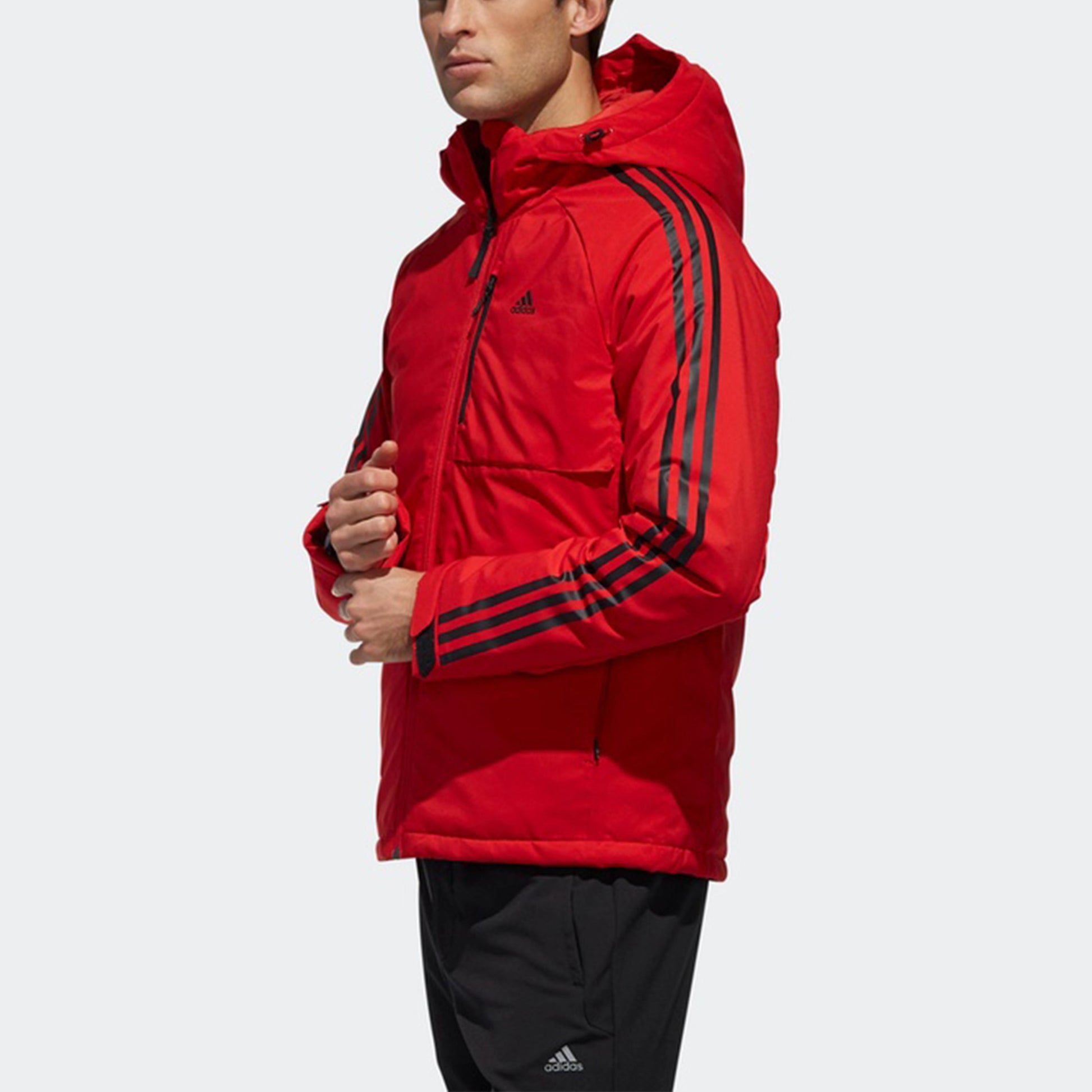 adidas 3stripes Down H Stay Warm raglan sleeve Sports hooded down Jacket Red DM1971