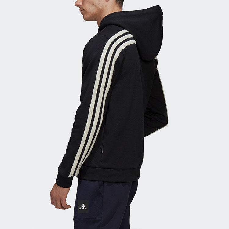adidas Winter 3-stripes Stay Warm Sports Loose Hooded Jacket Black GM0902