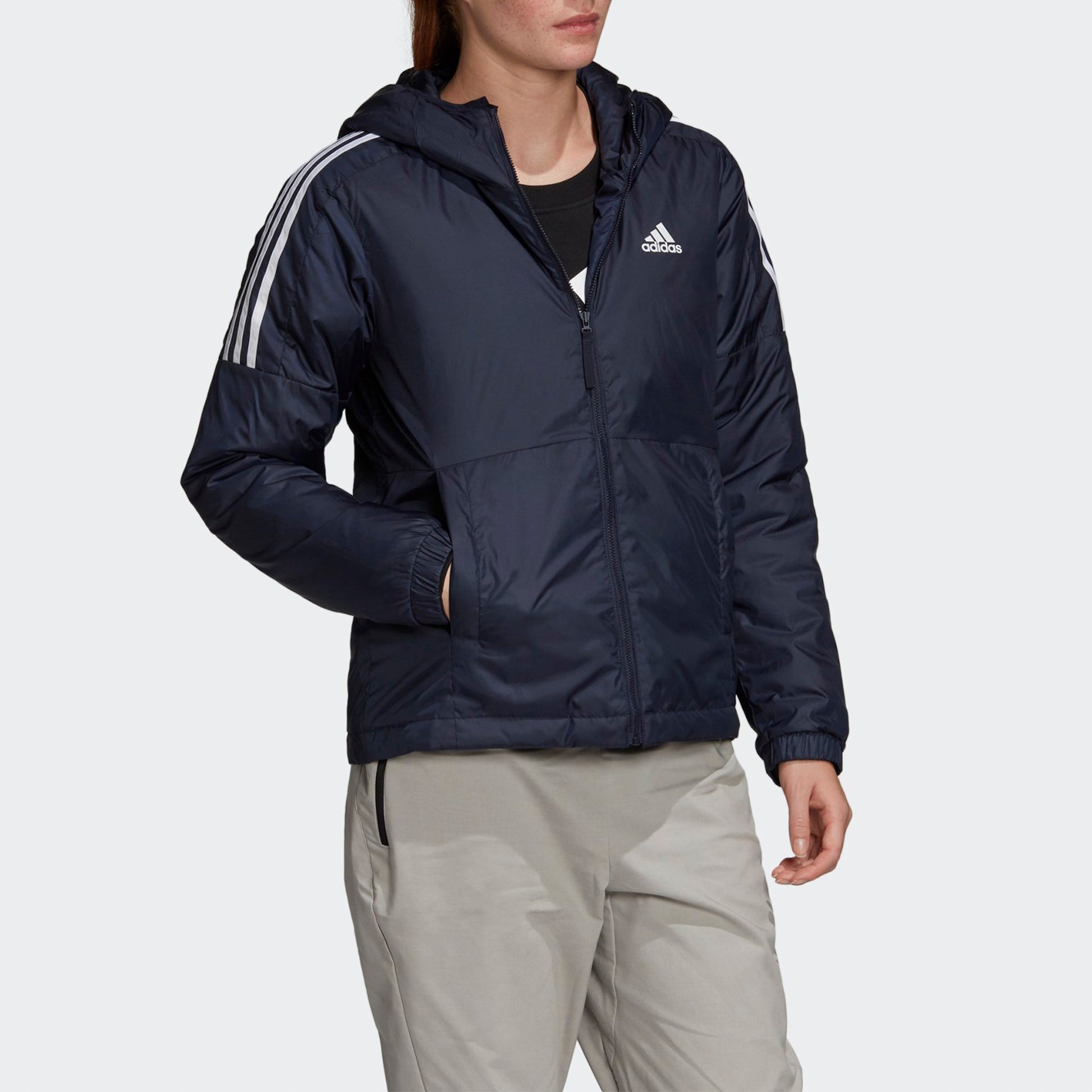 (WMNS) adidas Essentials Thermal Hooded Jacket Asia Sizing 'Navy White' GH4599