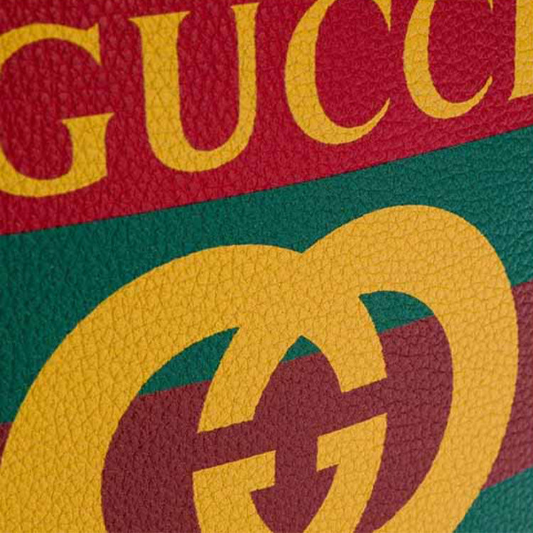 Gucci Print Retro Logo Printing Leather Drawstring Schoolbag Backpack Small / Red 523586-0GDBT-6462