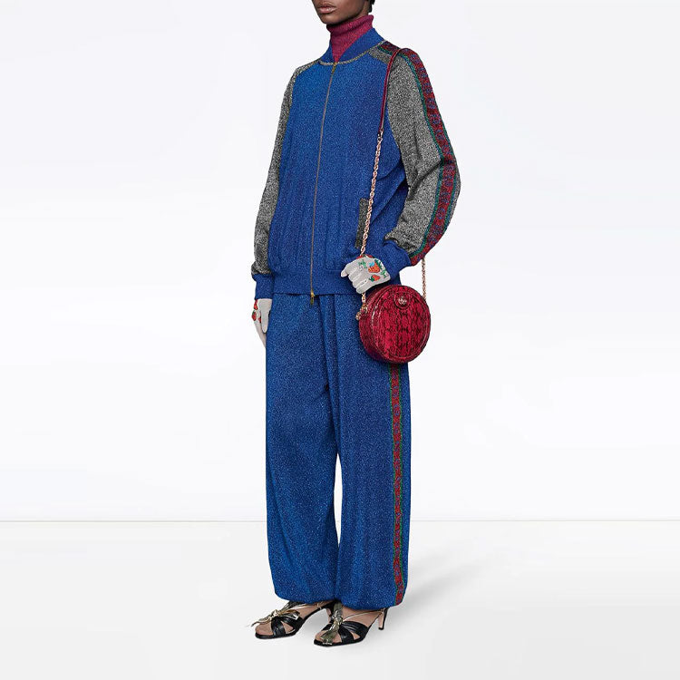 (WMNS) Gucci Wool Lam Bomber Jacket 'Blue Red Multicolor' 579749-XKAQ9-4034