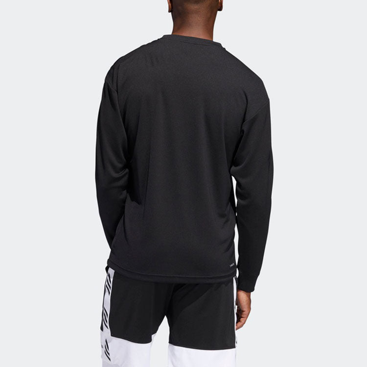 adidas Printing Logo Round Neck Long Sleeves Black DU1037