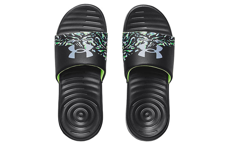 (WMNS) Under Armour Ansa Graphic Slide 'Black Quirky Lime' 3024436-008