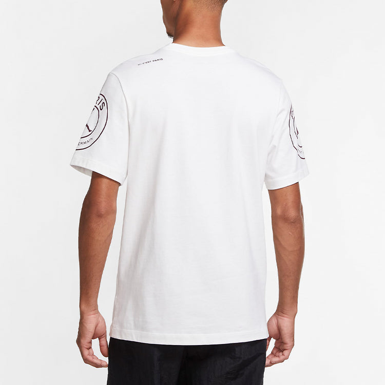 Air Jordan Paris Saint-Germain Printing Logo Short Sleeve White CK9780-100