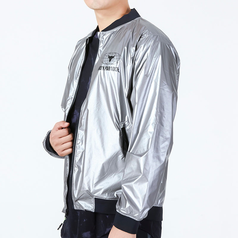 Under Armour Project Rock Disrupt Bomber Jacket 'Metallic Tin Black' 1373579-981