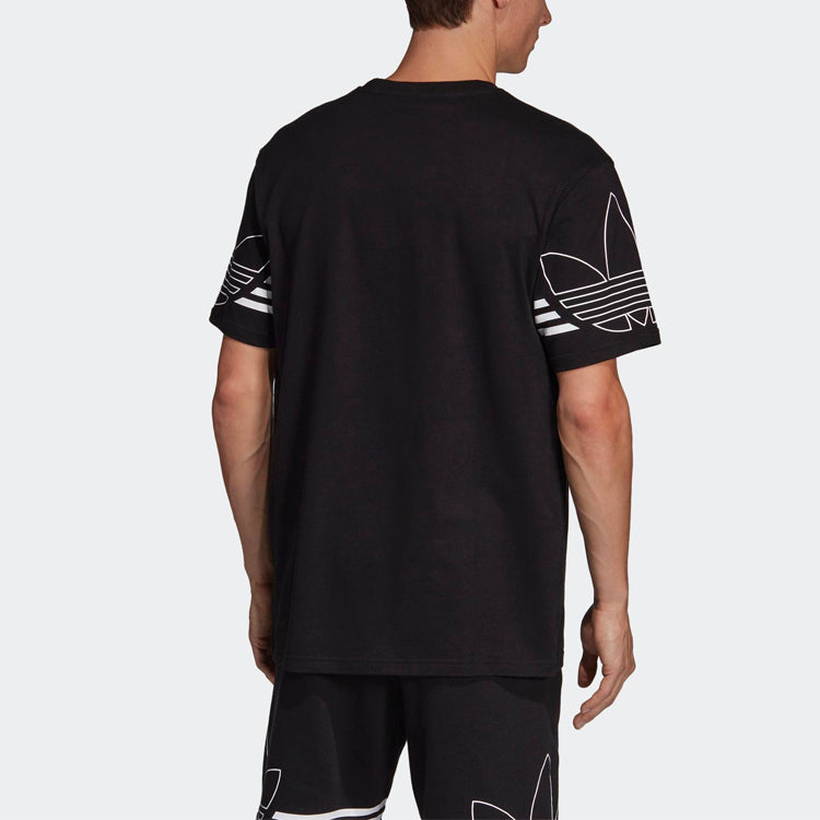 adidas originals Outline Tee Round Neck Short Sleeve Black DU8145