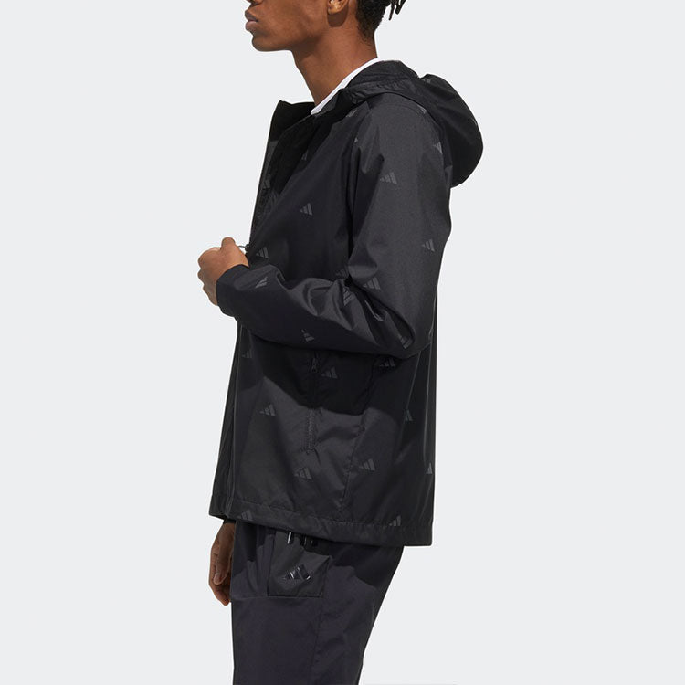 adidas Running Gym Sports Hooded Jacket Black FM9403