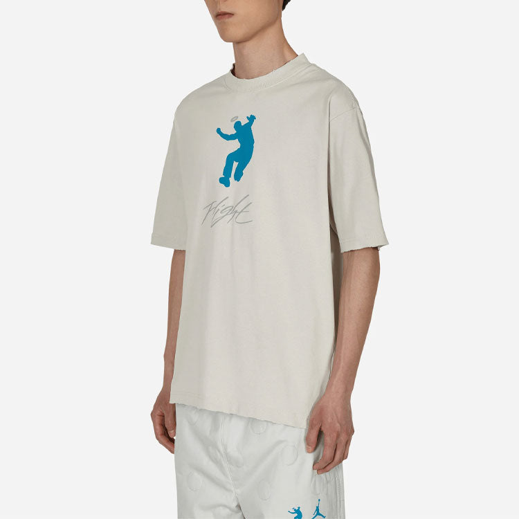 Air Jordan x Union Crossover SS22 Solid Color Character Alphabet Printing Round Neck Short Sleeve Asia Edition Gray DM2840-025