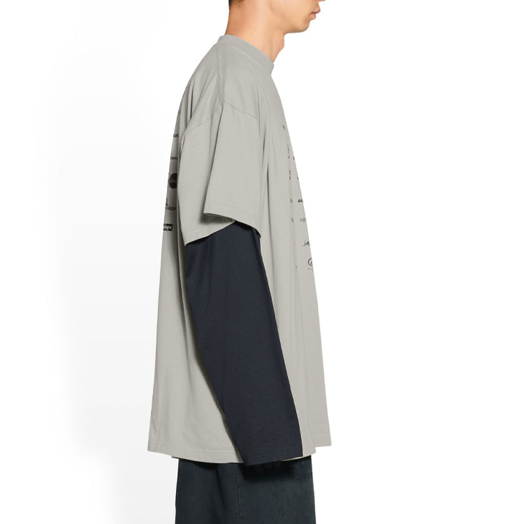 Balenciaga Archives Logos T-Shirt Oversized 'Light Grey' 712398TNVQ71342