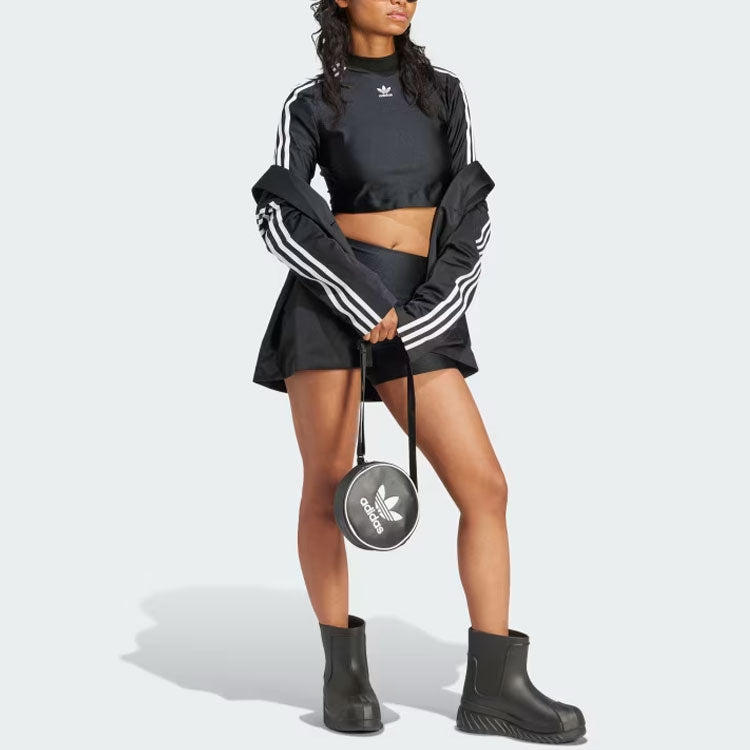 (WMNS) adidas originals 3-Stripes Cropped Long Sleeve Tee Asia Sizing 'Black' IU2428