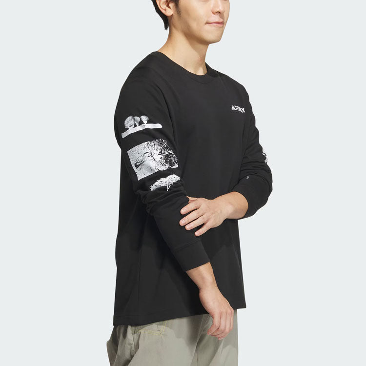 adidas National Geographic Aeroready Graphic Long Sleeve Tee Asia Sizing 'Black' IS9510