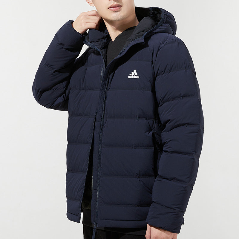 adidas Helionic S H J Outdoor Sports hooded down Jacket Dark Blue FT2519