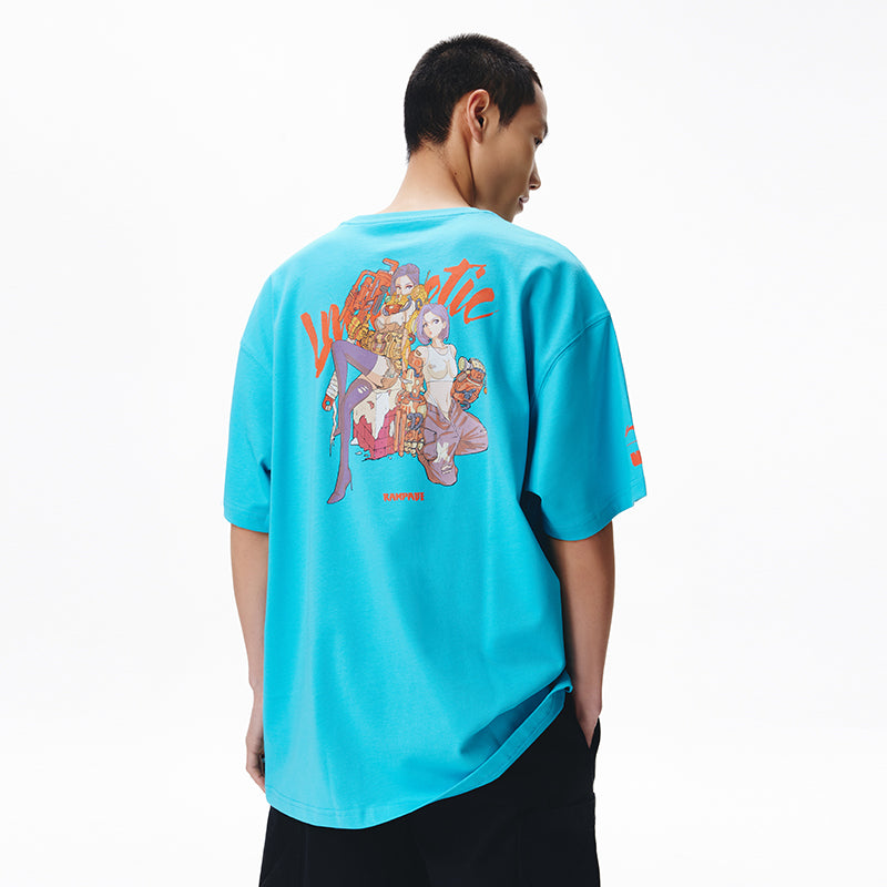 Li-Ning LNG x Li-Ning Crossover China Player Series Printing Loose Short Sleeve Unisex Blue LHSS003-2
