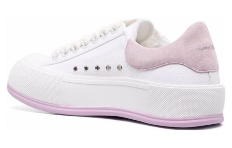 (WMNS) Alexander McQueen Deck Skate Plimsoll Lace Up 'White Lilac' 654593W4MV79490