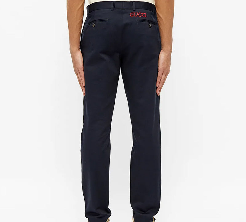 Gucci Logo Straight Pants For Men Navy 519546-Z396H-4265