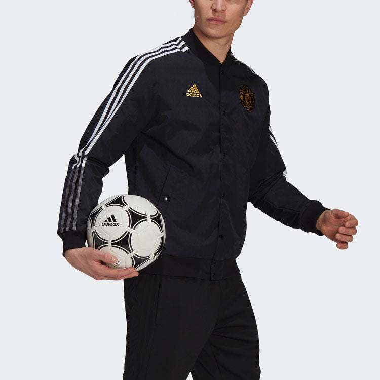 adidas Mufc Cny Bomber Series Soccer/Football Sports Printing aviator Jacket Black GU6960