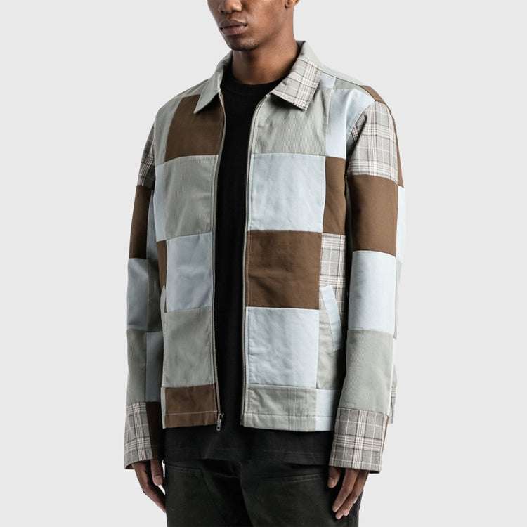 Men's Stussy Patchwork zip Jacket Zipper Plaid 115521