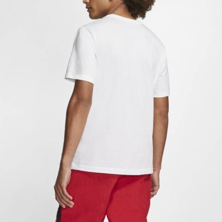 Men's Jordan AJ85 Signature Printing Short Sleeve White T-Shirt BQ5539-100
