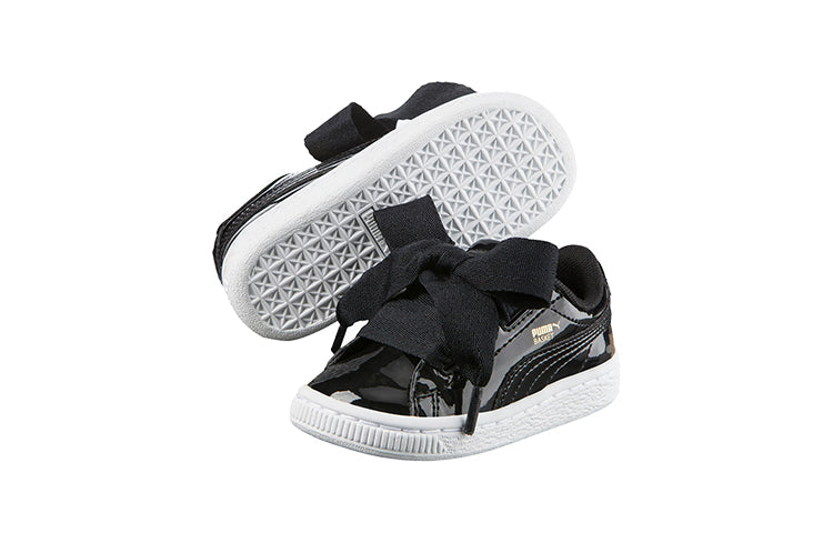 PUMA Basket Heart Patent Little 'Black White' 363352-01