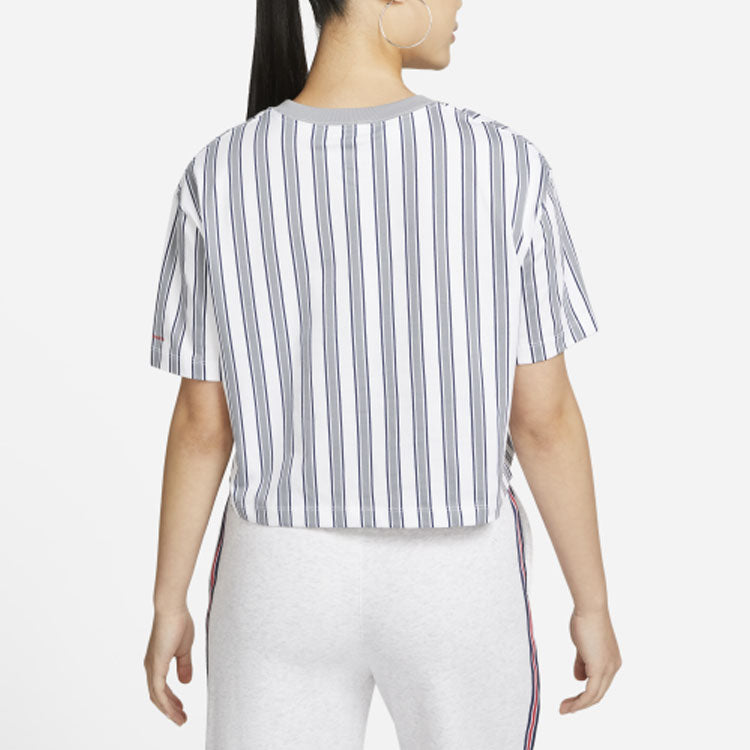 (WMNS) Jordan Paris Saint-Germain Stripe Alphabet Printing Round Neck Short Sleeve White DM4999-100