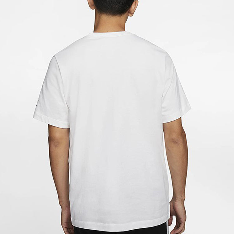 Nike Swoosh Logo Printing Knit Round Neck Short Sleeve White DB5858-100