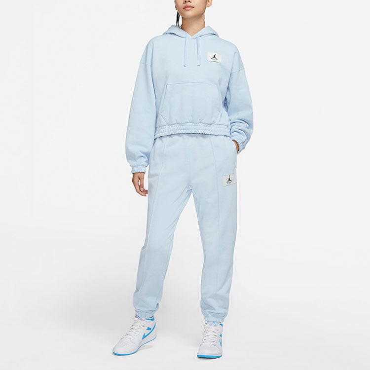 (WMNS) Air Jordan Casual Sports Knit Loose Hoodie Short Blue DD6999-438