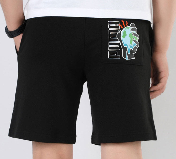 PUMA Trendy Casual Graphic Shorts 'Black' 530162-01
